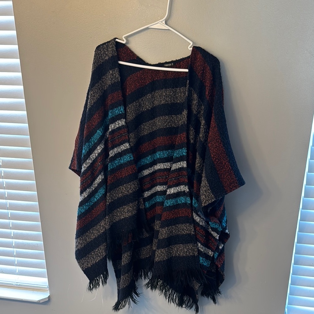 Forever 21 One Size striped blanket cardigan